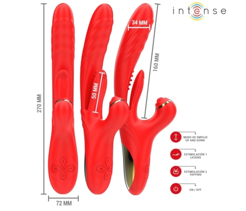 INTENSE Rosalia Red 3-in-1 Multifunctional Stimulation Device Waterproof