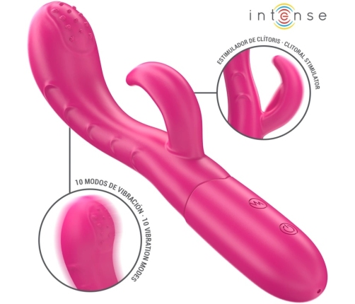 INTENSE Amara Pink Vibrating Device with Stimulating Tongue, 10 Modes