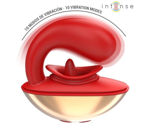 INTENSE Mariah U-Shape Vibrator & Dual Stimulator 10 Modes Red Silicone