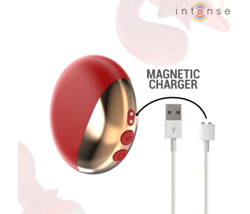 INTENSE Mariah U-Shape Vibrator & Dual Stimulator 10 Modes Red Silicone