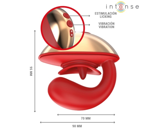 INTENSE Mariah U-Shape Vibrator & Dual Stimulator 10 Modes Red Silicone