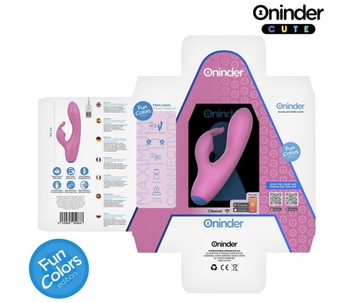 ONINDER Cute Love Bunny Vibrator - App-Controlled, Dual Stimulation, Pink/Blue