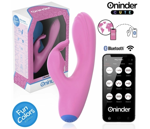 ONINDER Cute Love Bunny Vibrator - App-Controlled, Dual Stimulation, Pink/Blue