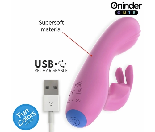 ONINDER Cute Love Bunny Vibrator - App-Controlled, Dual Stimulation, Pink/Blue