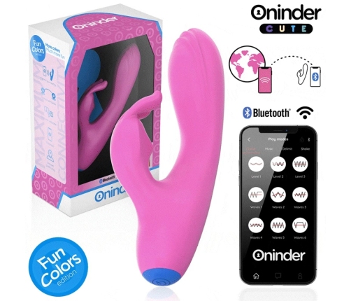 ONINDER Cute Love Bunny Vibrator - App-Controlled, Dual Stimulation, Pink/Blue