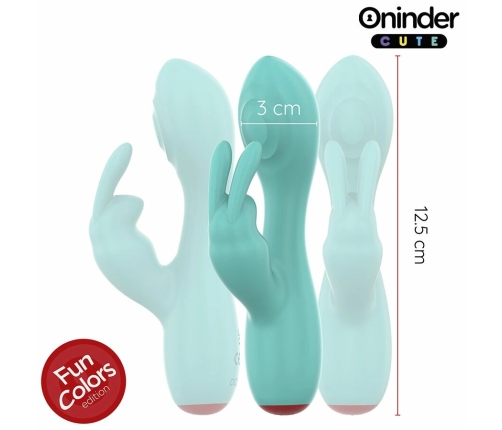 ONINDER Cute Love Bunny Turquoise App-Controlled Dual Stimulator 12.5cm
