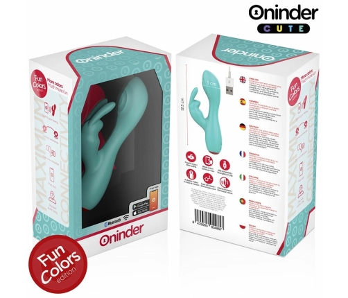 ONINDER Cute Love Bunny Turquoise App-Controlled Dual Stimulator 12.5cm
