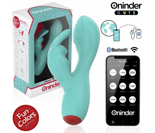 ONINDER Cute Love Bunny Turquoise App-Controlled Dual Stimulator 12.5cm