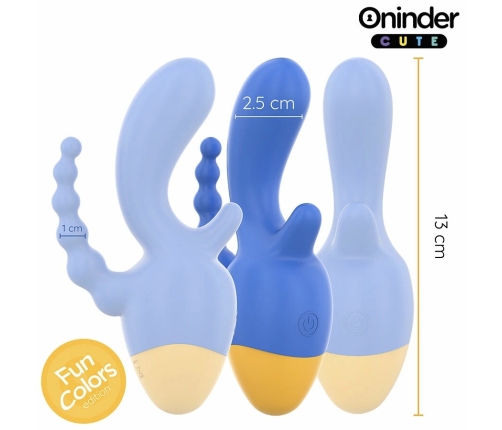 ONINDER CUTE Love 3 Some Triple Vibrator Blue-Yellow, App Control, 13cm