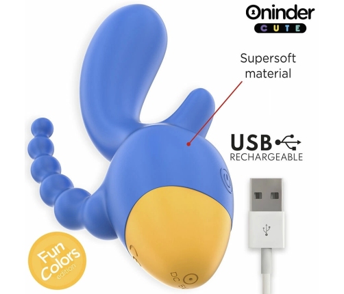 ONINDER CUTE Love 3 Some Triple Vibrator Blue-Yellow, App Control, 13cm