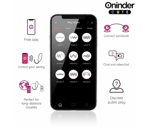 ONINDER CUTE WaveMotion Silicone Egg - App-Controlled, USB, Waterproof, Pink