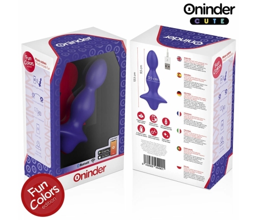 ONINDER Cute Vibrating Intimate Plug Purple - App-Controlled, 13.5 cm