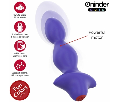 ONINDER Cute Vibrating Intimate Plug Purple - App-Controlled, 13.5 cm