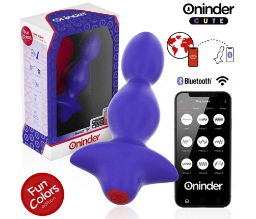 ONINDER Cute Vibrating Intimate Plug Purple - App-Controlled, 13.5 cm