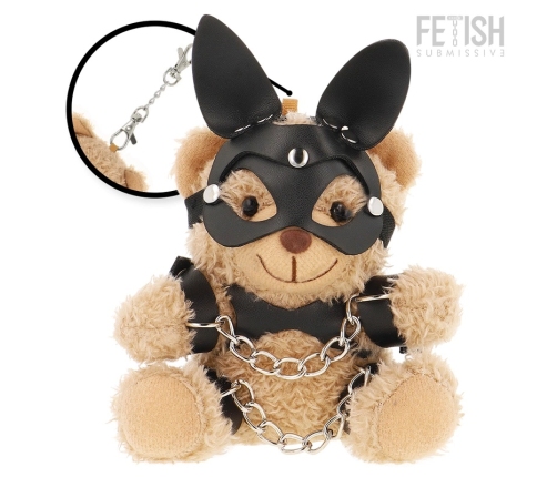 Fetish Submissive Mishka Plush Bear Model 5 with Bunny Mask and Chains