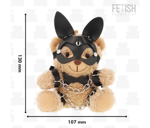 Fetish Submissive Mishka Plush Bear Model 5 with Bunny Mask and Chains