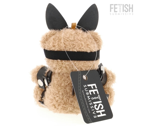 Fetish Submissive Mishka Plush Bear Model 5 with Bunny Mask and Chains