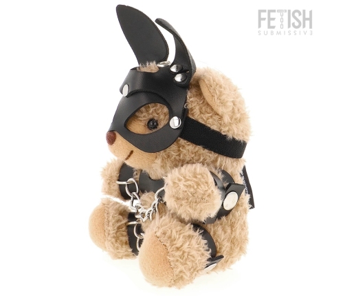 Fetish Submissive Mishka Plush Bear Model 5 with Bunny Mask and Chains