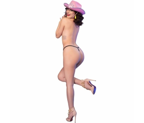 Chilirose CR 4836 Black Thong Kiss Me L/XL Adjustable Neon Detail