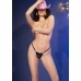 Chilirose CR 4836 Black Thong Kiss Me L/XL Adjustable Neon Detail