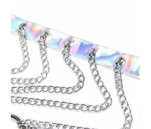 Subblime 953737 Chest Harness Silver with Rings and Chains, One Size