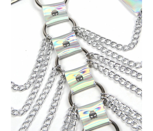 Subblime 953737 Chest Harness Silver with Rings and Chains, One Size