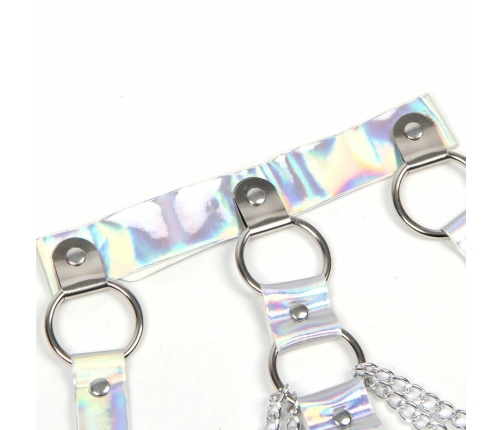 Subblime 953737 Chest Harness Silver with Rings and Chains, One Size