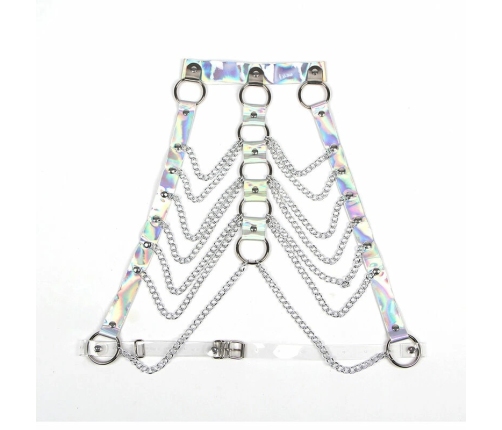 Subblime 953737 Chest Harness Silver with Rings and Chains, One Size