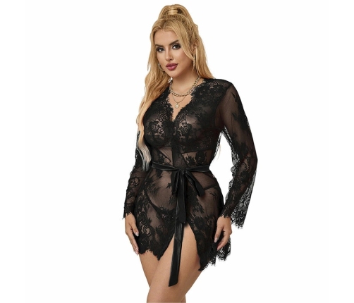 Subblime 953751 Lace Nightgown Set with Thong Black S/M