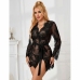 Subblime 953751 Lace Nightgown Set with Thong Black S/M