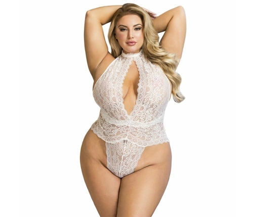 Subblime 953850 Lace Bodysuit White S/M - Elegant Sheer Lingerie