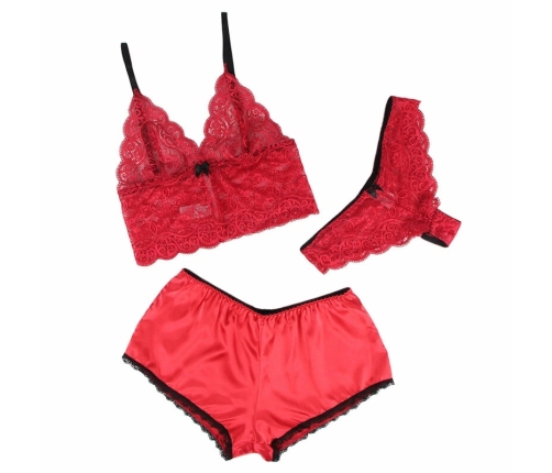 Subblime 953904 Silk & Lace Red Nightgown Set L/XL - Elegant Comfort