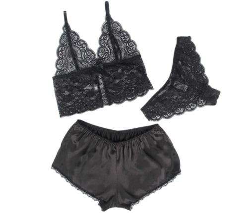 Subblime 953911 Silk and Lace Nightgown Set Black S/M