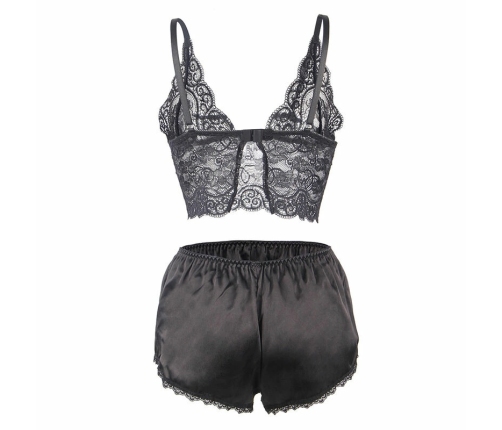 Subblime 953911 Silk and Lace Nightgown Set Black S/M