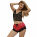 Subblime 953966 Silk Nightgown & Lace Pants Set Black/Red L/XL
