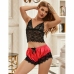 Subblime 953966 Silk Nightgown & Lace Pants Set Black/Red L/XL