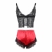 Subblime 953966 Silk Nightgown & Lace Pants Set Black/Red L/XL