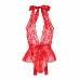 Subblime 953973 Red Lace Bodysuit with Ruffles & Belt S/M