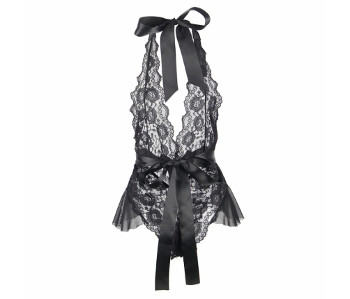 Subblime 930882 Elegant Black Bodysuit with Decorative Ruffles L/XL
