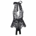 Subblime 930882 Elegant Black Bodysuit with Decorative Ruffles L/XL