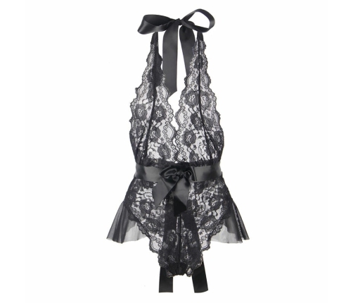 Subblime 930882 Elegant Black Bodysuit with Decorative Ruffles L/XL