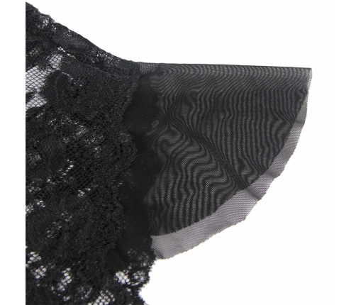 Subblime 930882 Elegant Black Bodysuit with Decorative Ruffles L/XL
