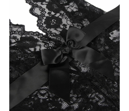 Subblime 930882 Elegant Black Bodysuit with Decorative Ruffles L/XL