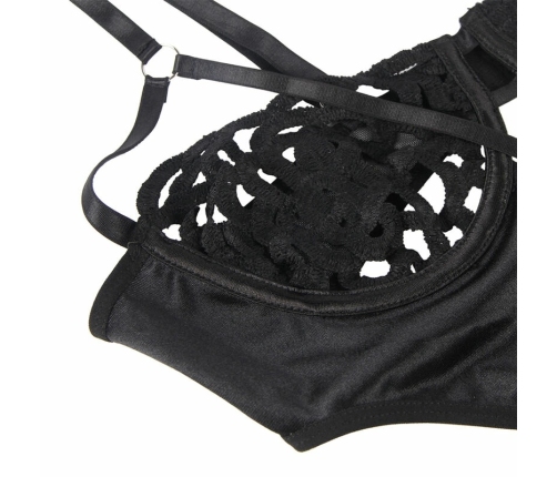 Subblime 954055 Elegant Lace Bodysuit Black S/M - Premium Comfort Fit