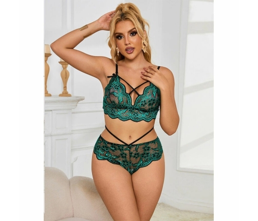 Subblime 954086 Lace Bra & Panties Set Green S/M - Elegant Lingerie