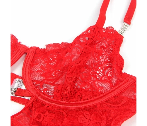 Subblime 954208 Red Lace Babydoll S/M - Adjustable Straps, Elegant Design