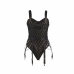 Subblime 9542277 Bodysuit with Decorative Chains & Garter Belt Black L/XL