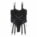 Subblime 9542277 Bodysuit with Decorative Chains & Garter Belt Black L/XL