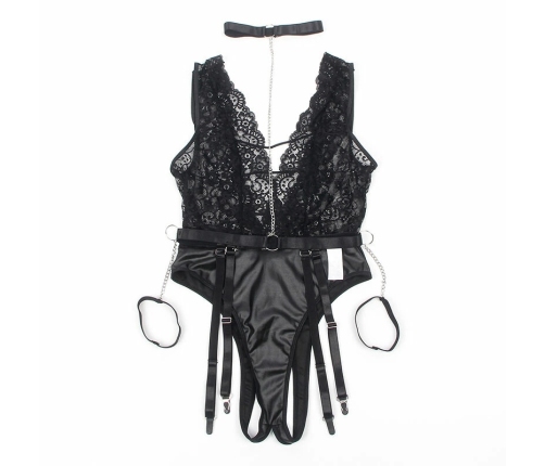 Subblime 954390 Elegant Lingerie Body with Garter Belt Black L/XL