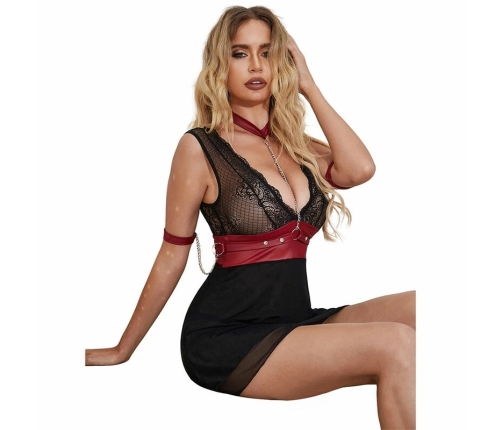 SUBBLIME - 954420 VESTIDO BONDAGE DE ENCAJE NEGRO S/M